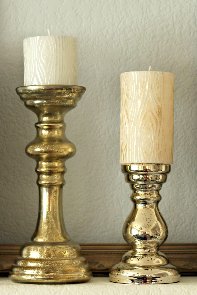 Candlesticks Valentines Day mantel