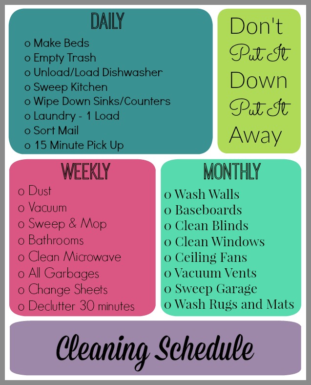 cleaning schedule printable