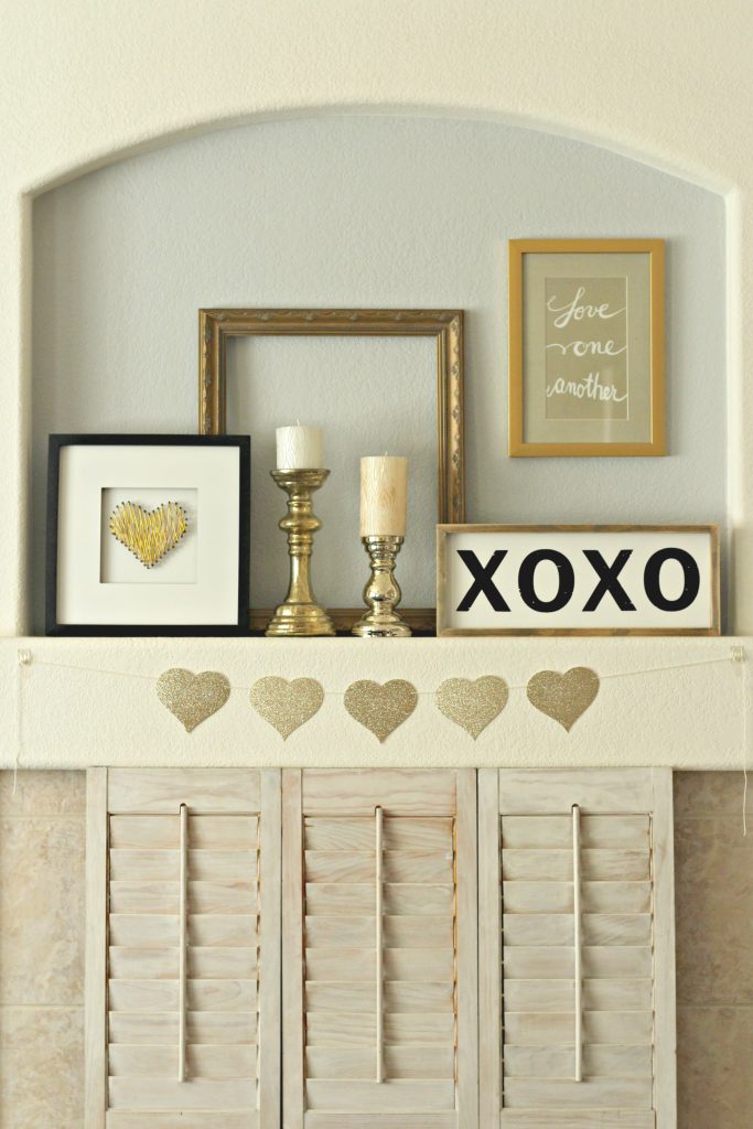 Love One Another Valentines Day Mantel