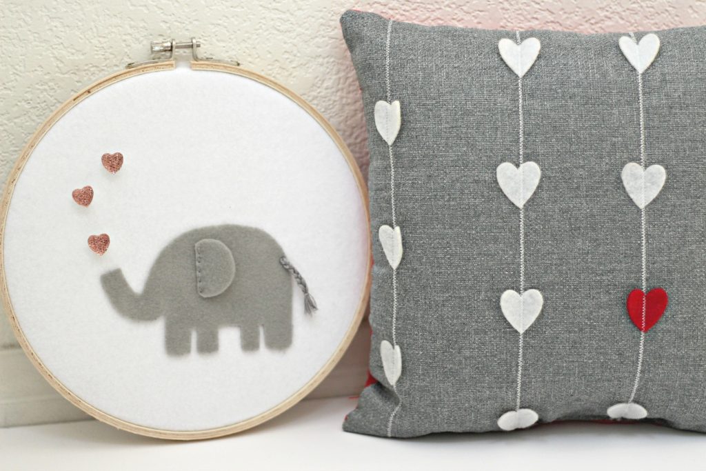 felt elephant stitched hoop