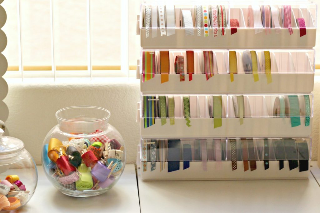 Craft Room ribbon storage