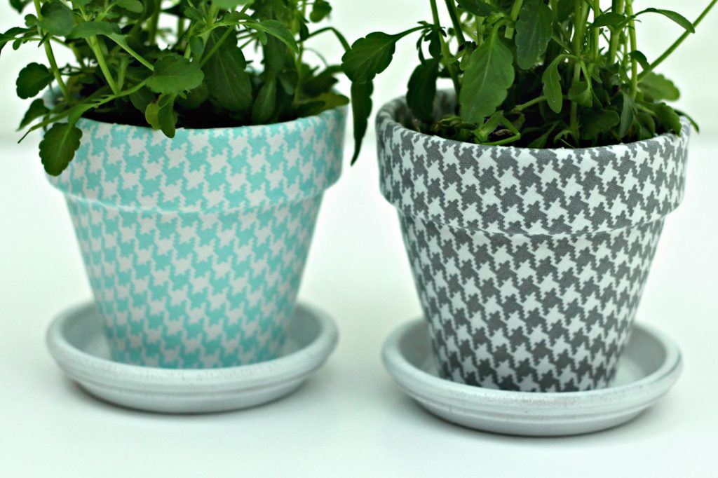 Fabric Covered Clay Pots planted