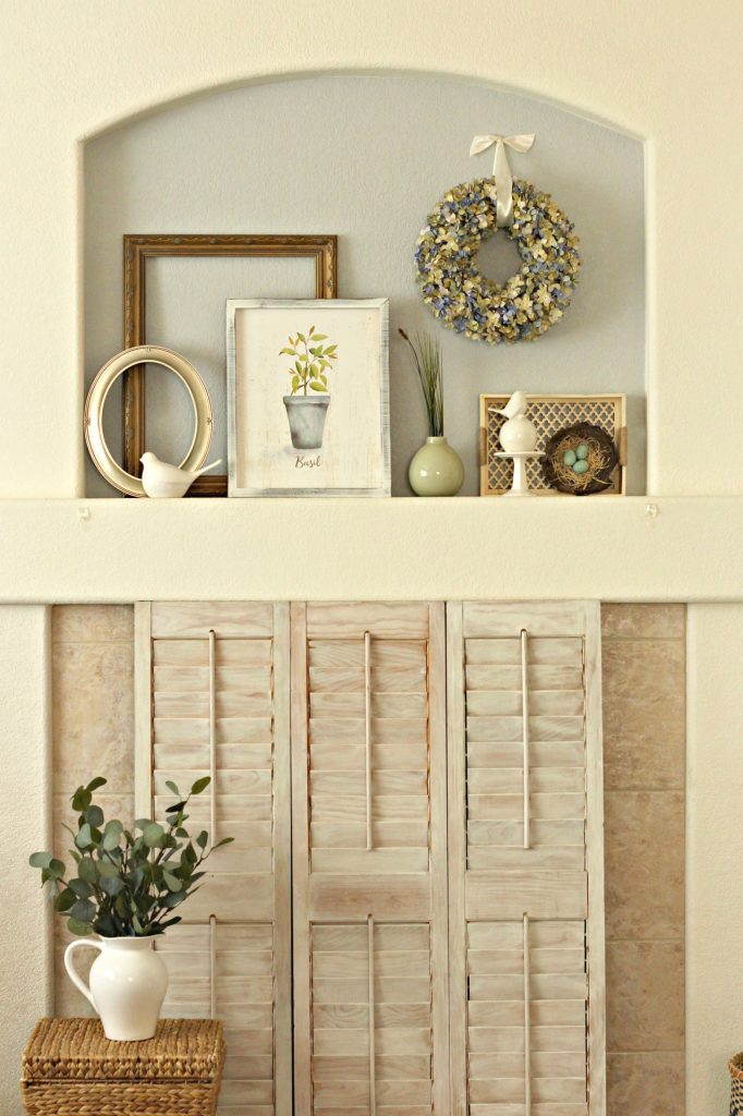 Spring garden mantel and fireplace