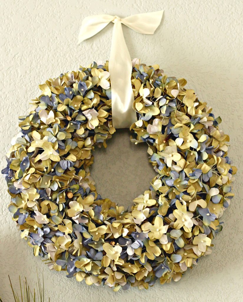 Spring garden mantel hydrangea wreath