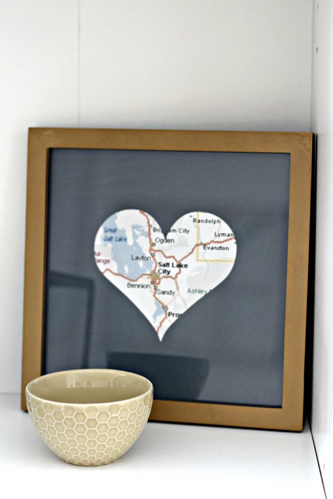 heart framed map