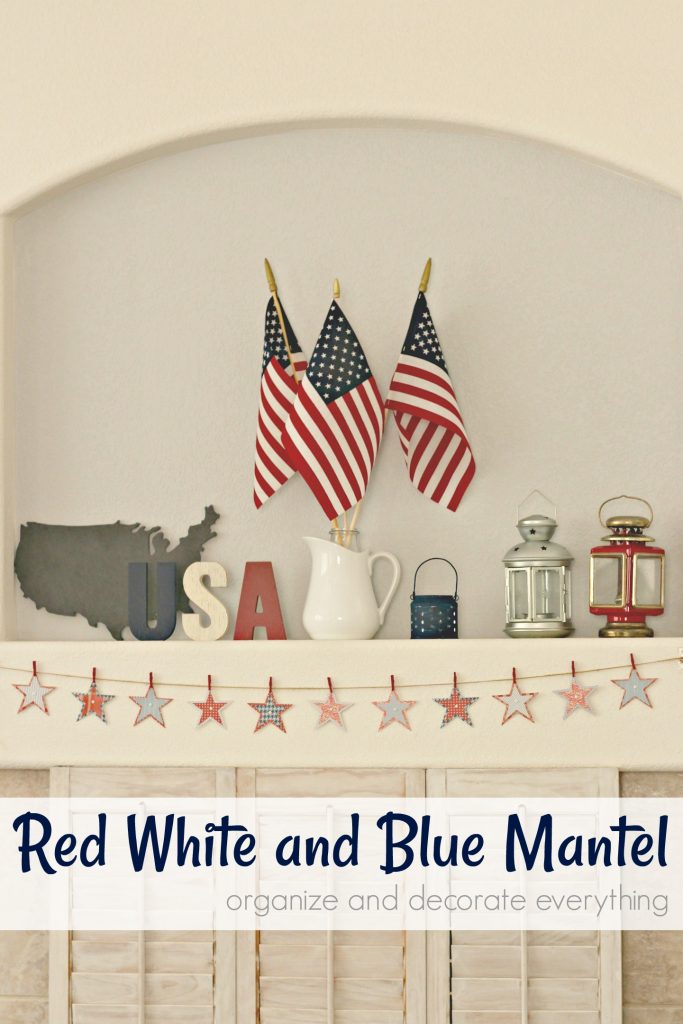 Red White and Blue Mantel for Summer celebrations