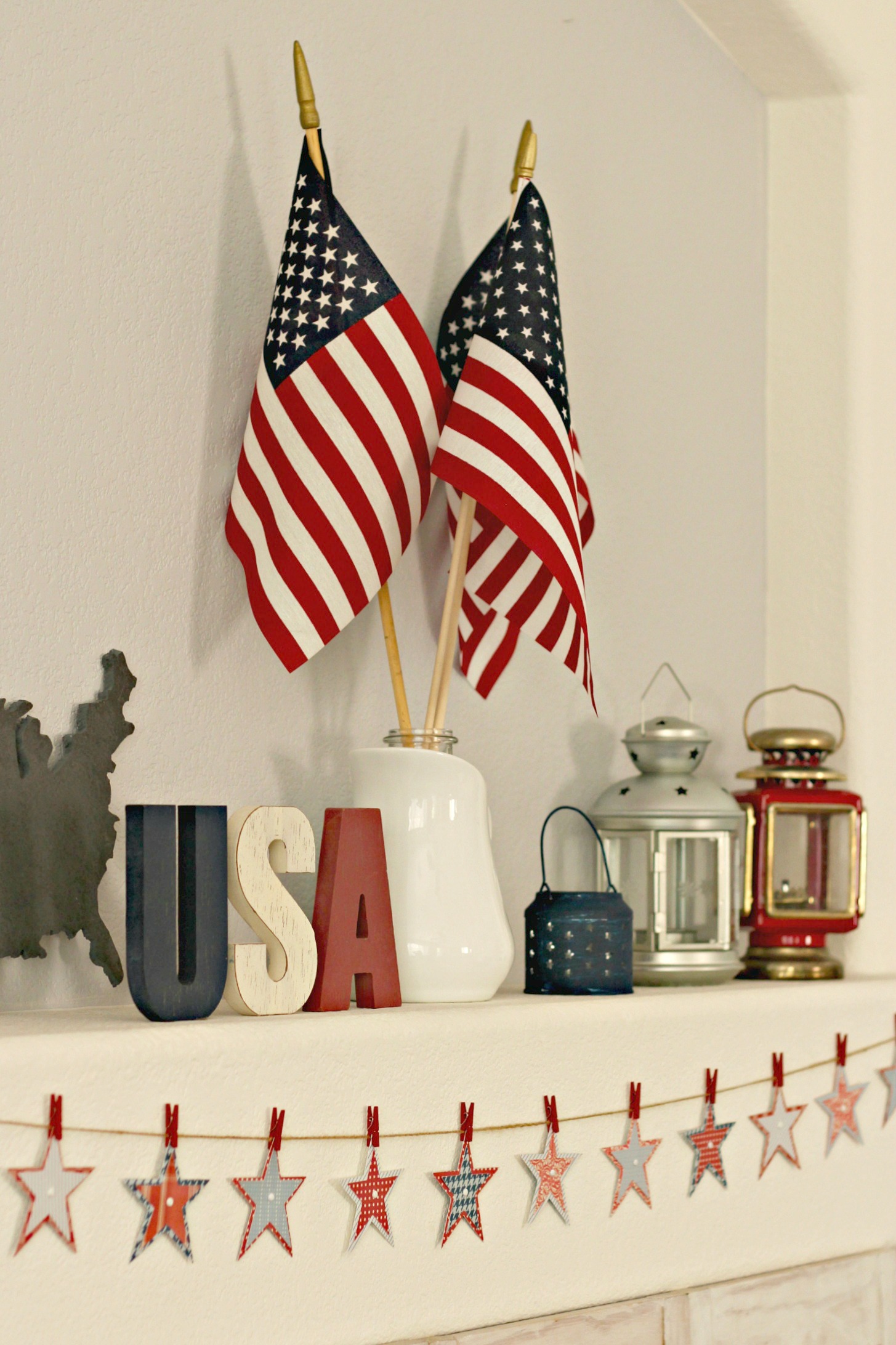 Red White and Blue Mantel - Organize and Decorate Everything