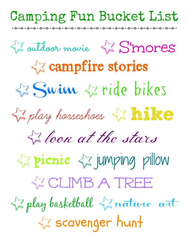 camping fun bucket list