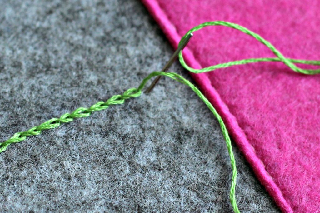 Embroidery Pouch chain stitch step 5