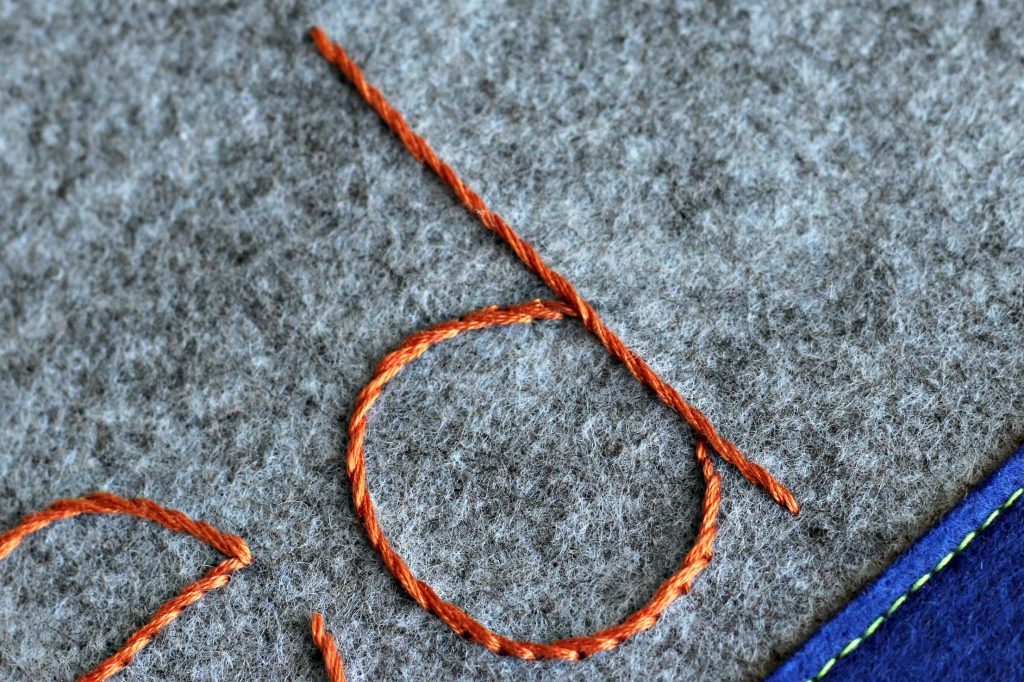 Embroidery Pouch stem stitch