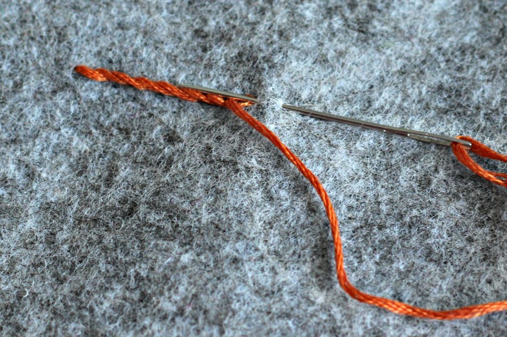 Embroidery Pouch stem stitch step 1