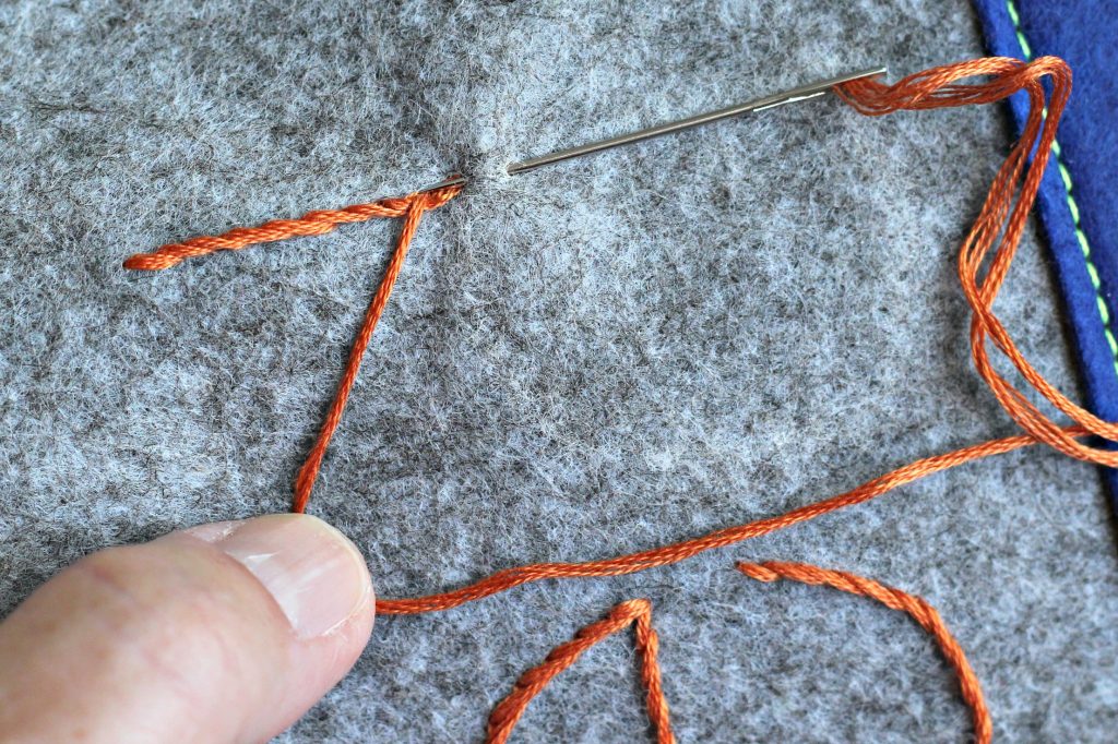 Embroidery Pouch stem stitch step 2