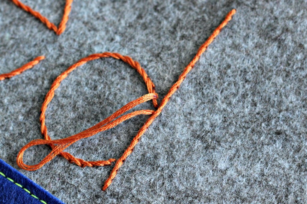 Embroidery Pouch stem stitch step 3
