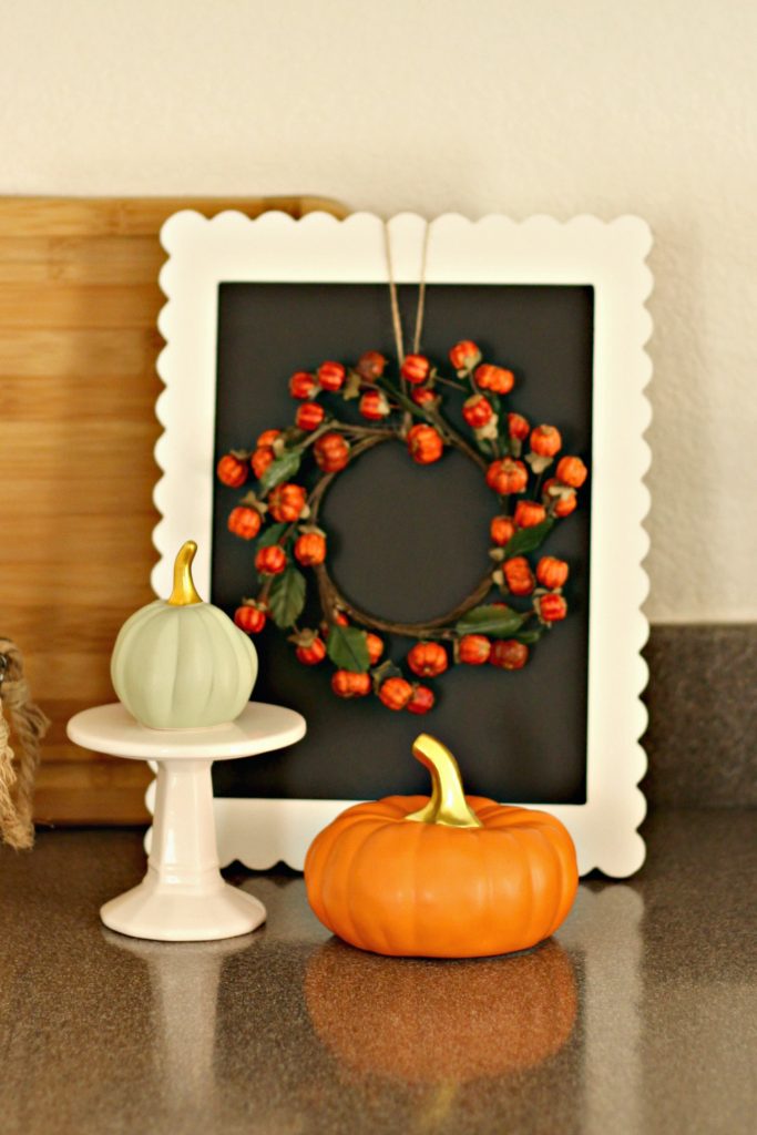 Fall Home Tour mini wreath and chalkboard