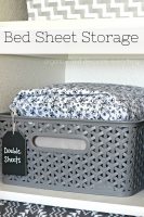 Bed Sheet Storage – 31 Days of Organizing and Cleaning Hacks