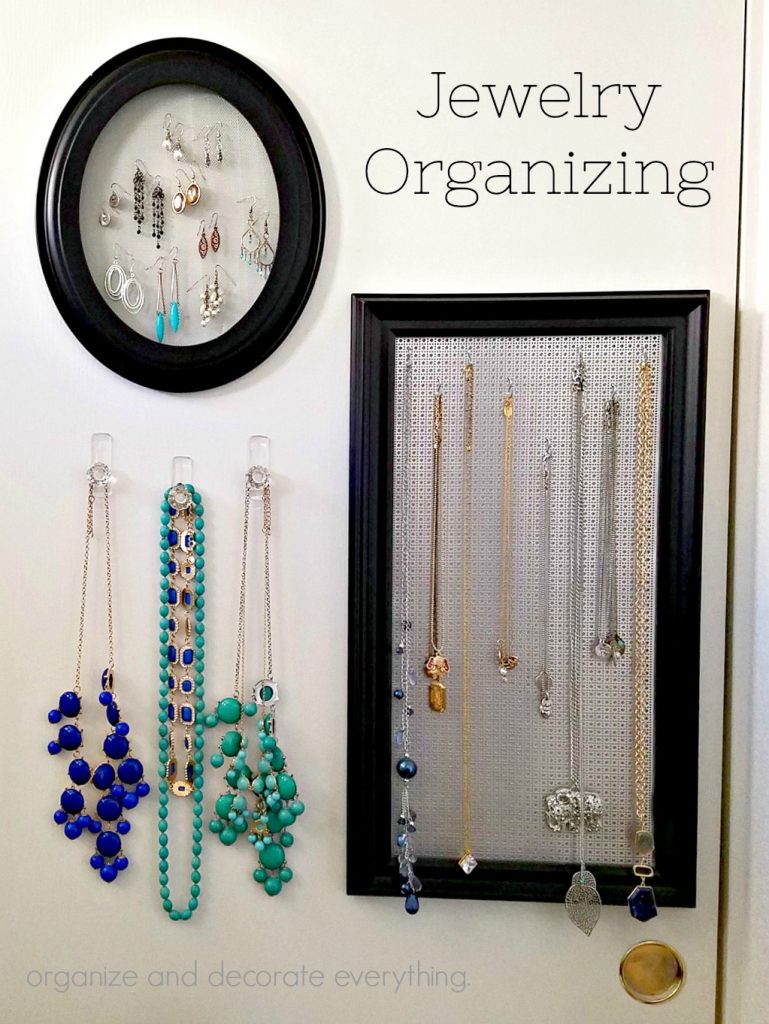 Jewelry Organizing made from frames and a screen