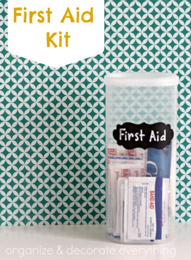 Personal First Aid Kit from a Crystal Light Container