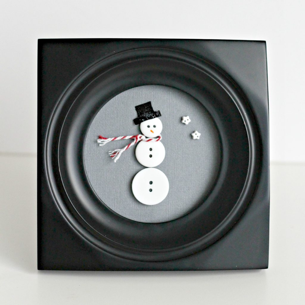 Framed Button Snowman