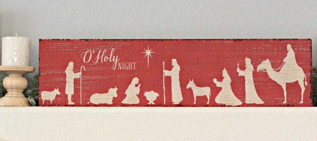 O Holy Night wood sign