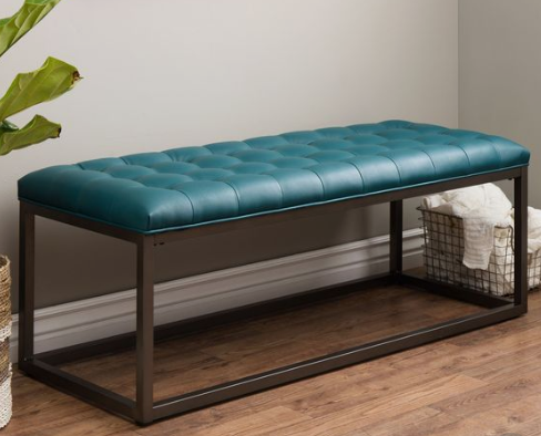 tufted leather bench