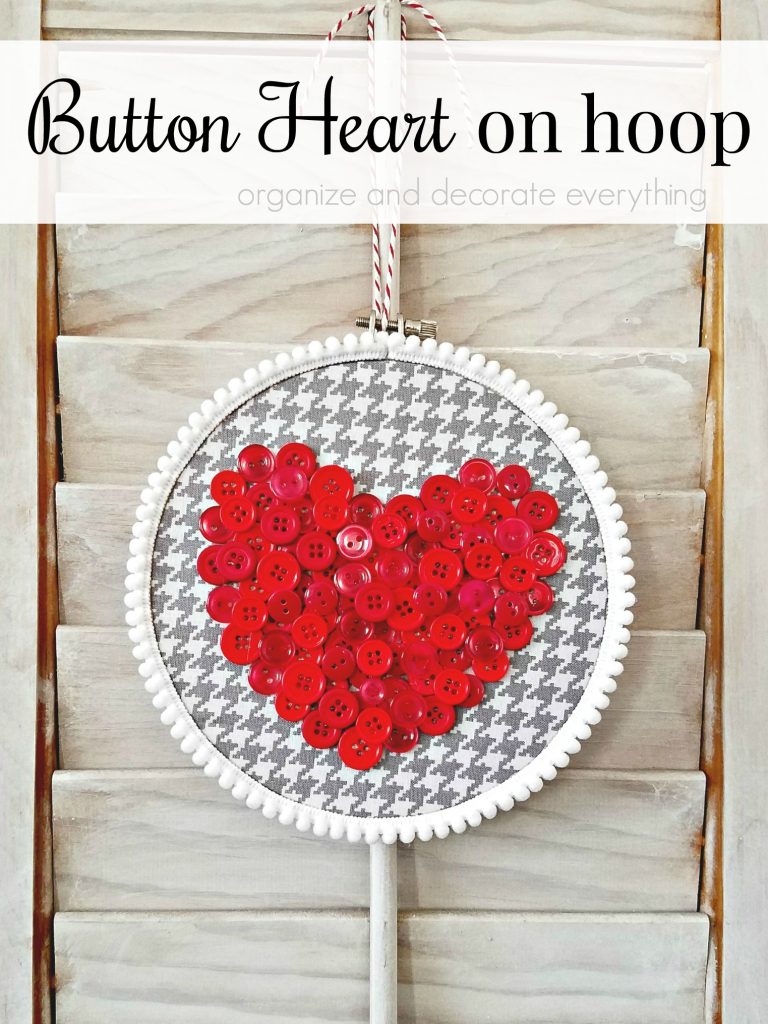 Valentines Day Button Heart on hoop