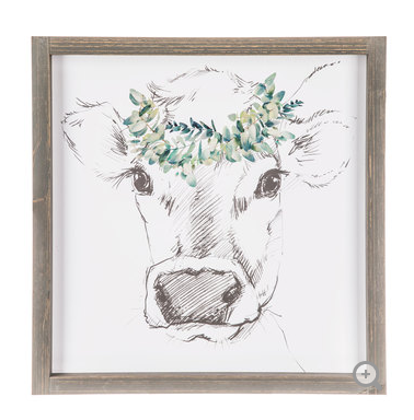 Sketeched Cow with Floral Crown