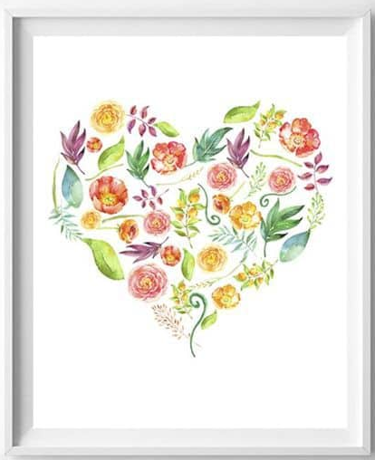 floral heart printable
