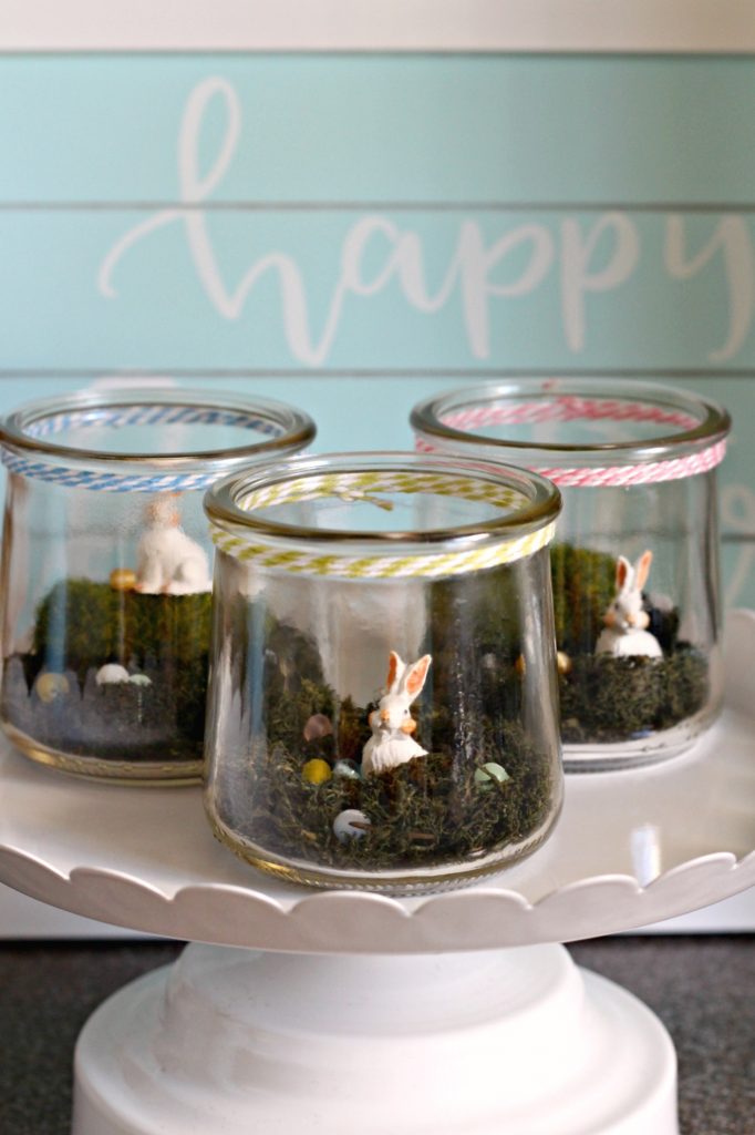 Mini Bunny Terrariums for Easter decor