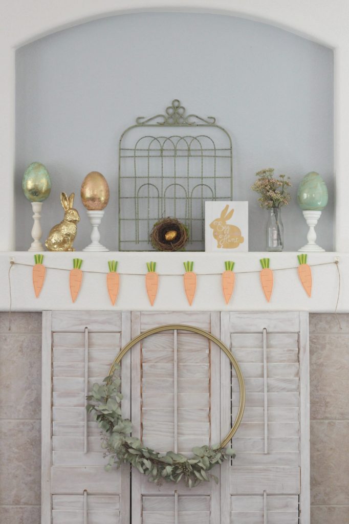 Garden Gate Easter Mantel display