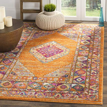 Orange and Fuchsia Medallion Area Rug