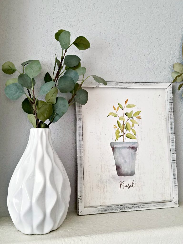 Neutral Spring Mantel picture and vase