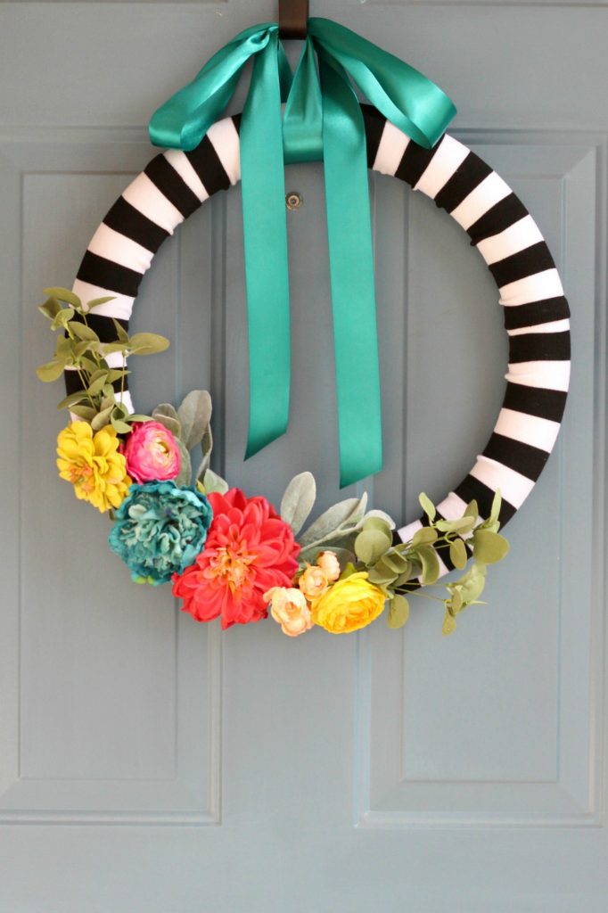 Spring Striped Floral Wreath