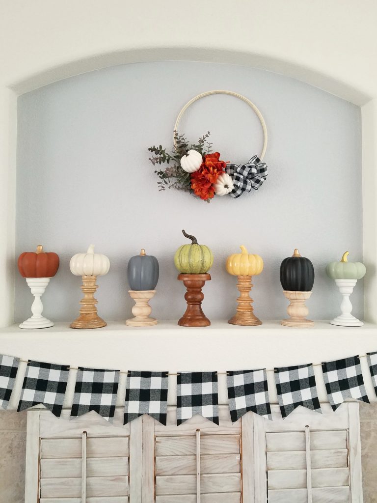 Pumpkins and Plaid Mantel 2