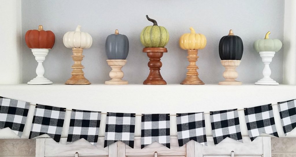 Pumpkins and Plaid mantel 4