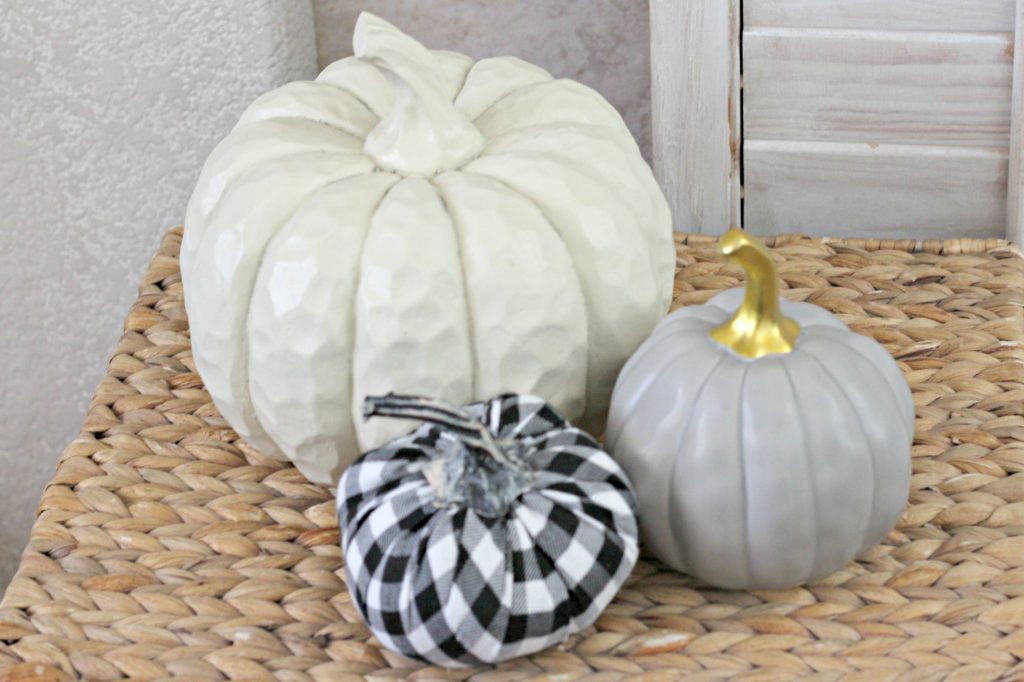 Pumpkins and Plaid mantel basket