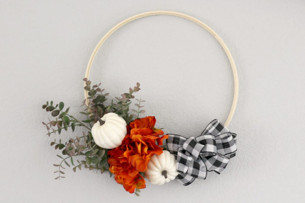 Pumpkins and Plaid mantel wreath