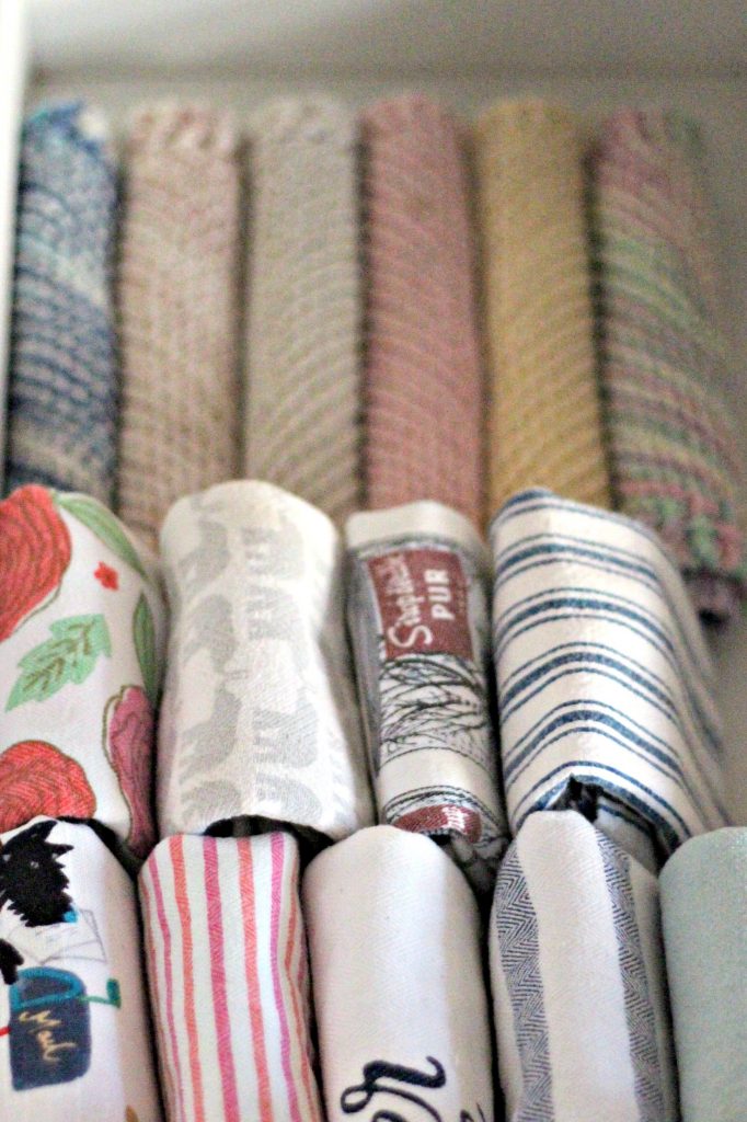 decluttering in November kitchen towels