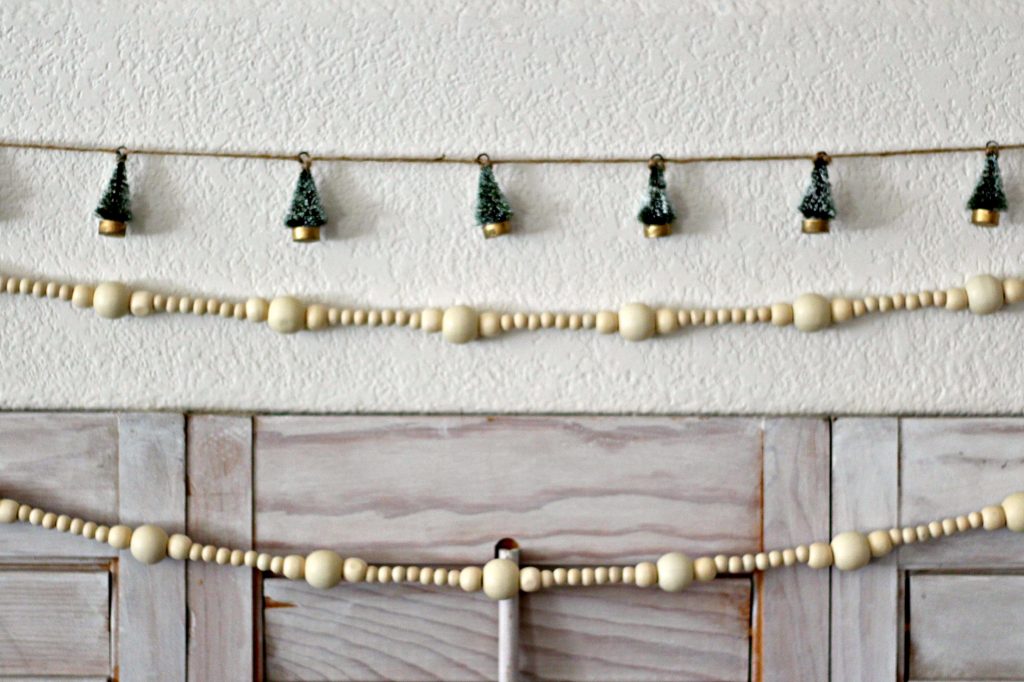 Christmas mantel green and black bead garland