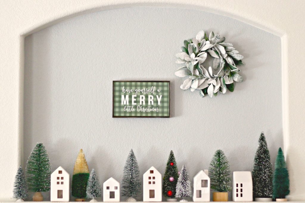 Christmas Mantel green and black display