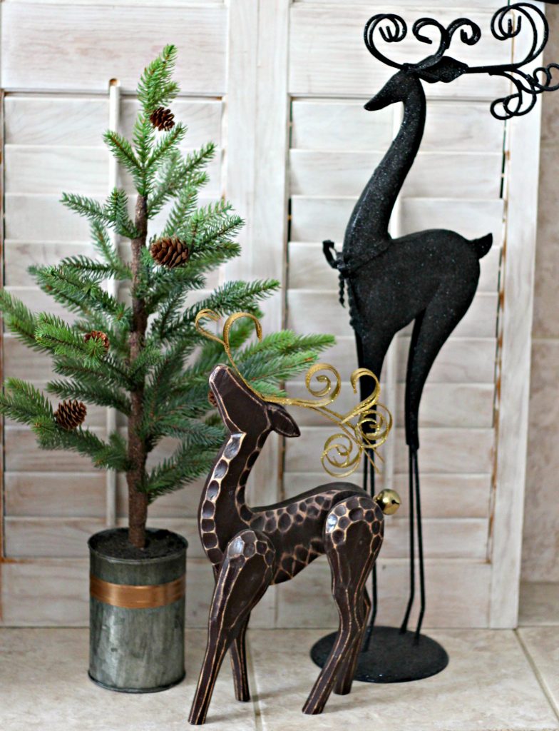 Christmas mantel green and black reindeer