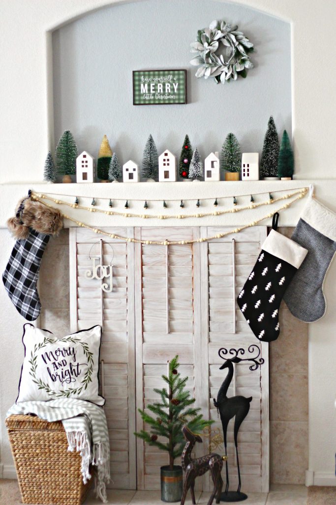 Green and Black Merry Little Christmas Mantel