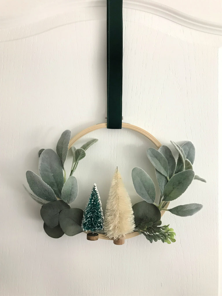 hoop wreath and mini trees