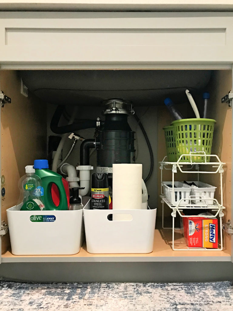 kitchen sink cabinet organized
