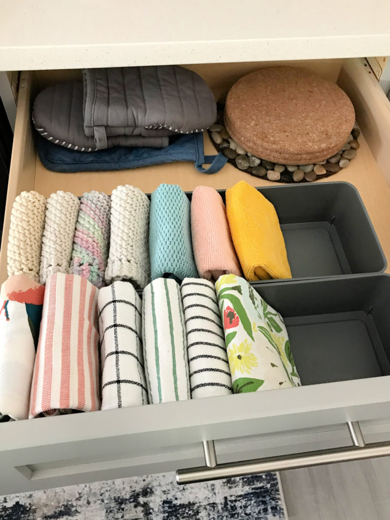 Kitchen dish towel drawer