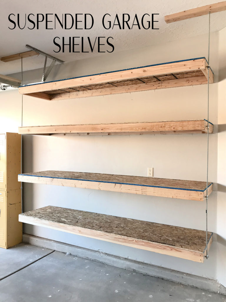 Suspended Garage Shelves details