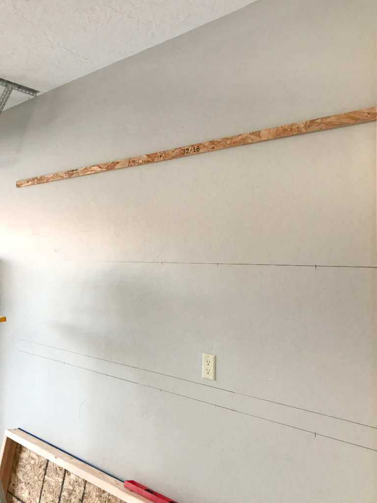 suspended garage shelves ready for hanging