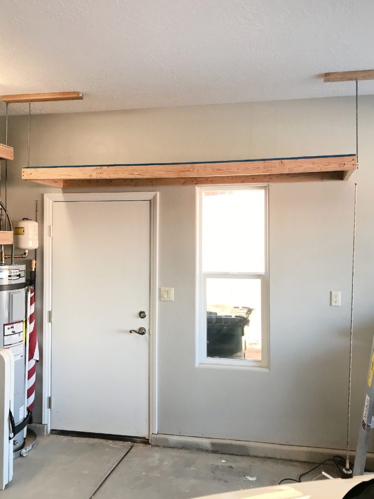 single shelf above garage door