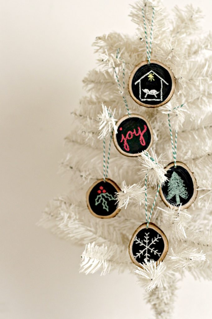 Wood Slice Chalkboard Ornament